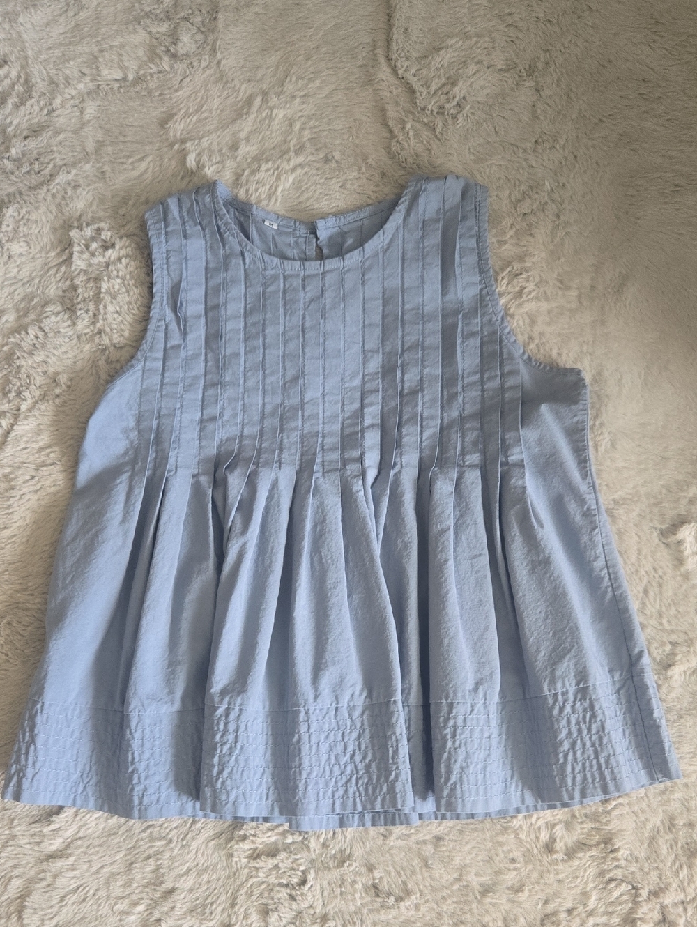 Light Dusty Blue Pleated Womens Sleeveless Top